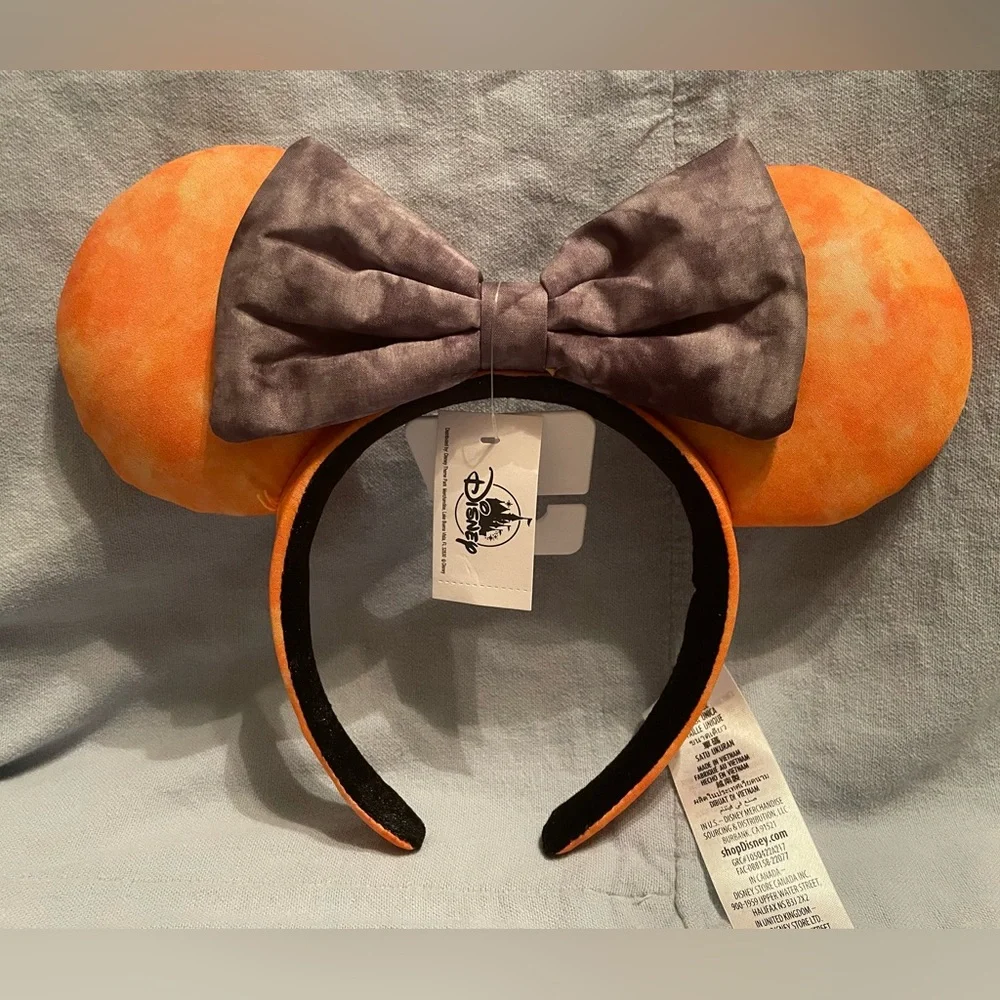 NEW Walt Disney Parks Halloween Black & Orange Minnie Mouse Ears Bow Headband